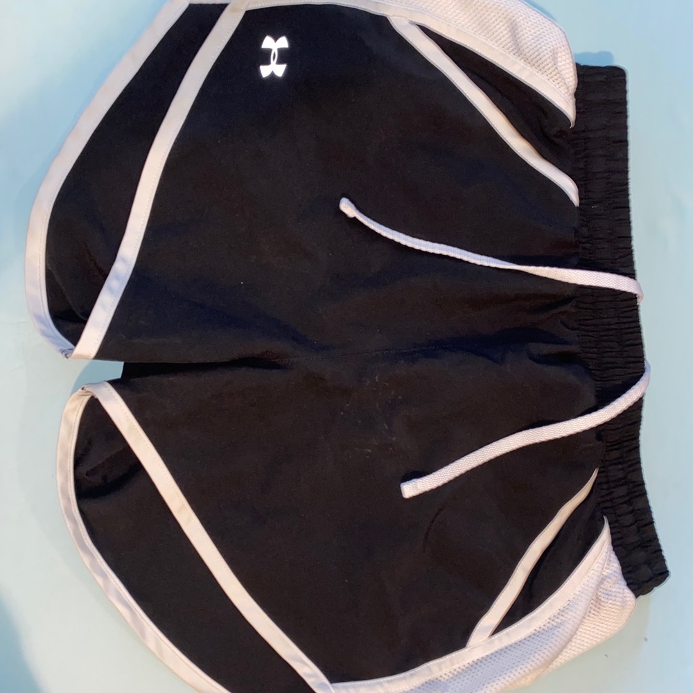 Under Armor black and white running shorts